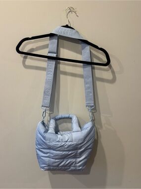 Offline Light Blue Puffer Crossbody Bag with Wide Strap